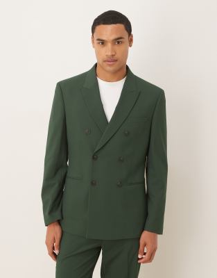 Asos Design Double Breasted Slim Suit Jacket In Multi