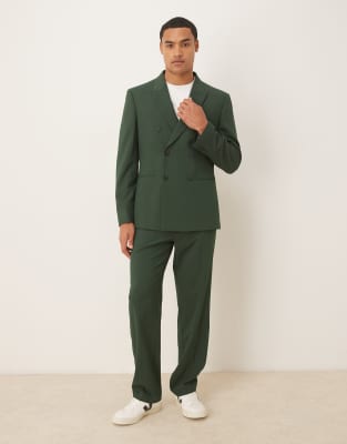 Asos Design Double Breasted Slim Suit Jacket In Multi