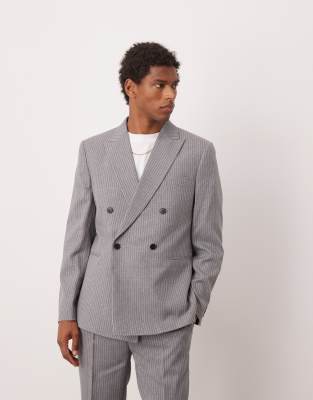 Asos Design Skinny Double Breasted Suit Jacket In Gray