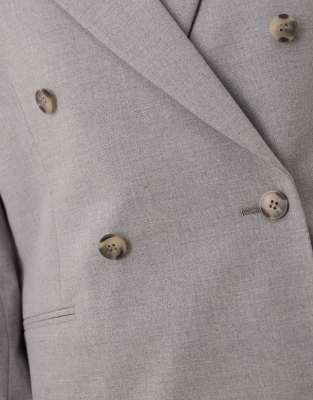Asos Design Double Breasted Slim Suit Jacket In Gray