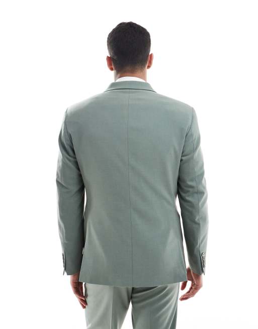 ASOS DESIGN double breasted slim suit jacket in green