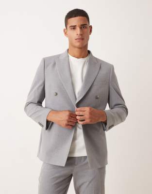 ASOS DESIGN double breasted slim suit jacket in grey