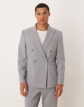 [ASOS DESIGN] ASOS DESIGN double breasted slim suit jacket in grey Chest 42 Regular GREY