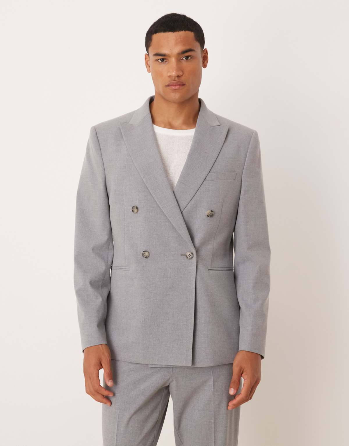 ASOS DESIGN double breasted slim suit jacket in grey