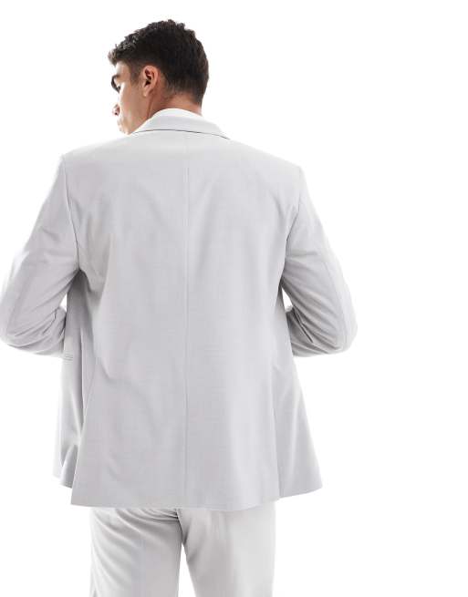 ASOS DESIGN double breasted slim suit jacket in ice grey, 4 of 5
