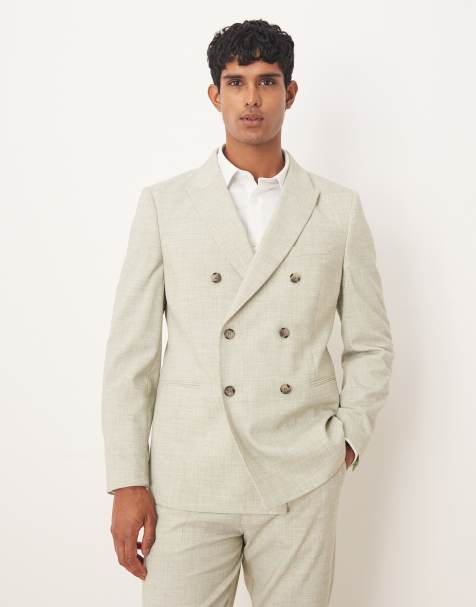 ASOS DESIGN double-breasted slim suit jacket in light green - view 1