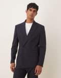 [ASOS DESIGN] ASOS DESIGN double breasted slim suit jacket in navy Chest 44 Regular NAVY