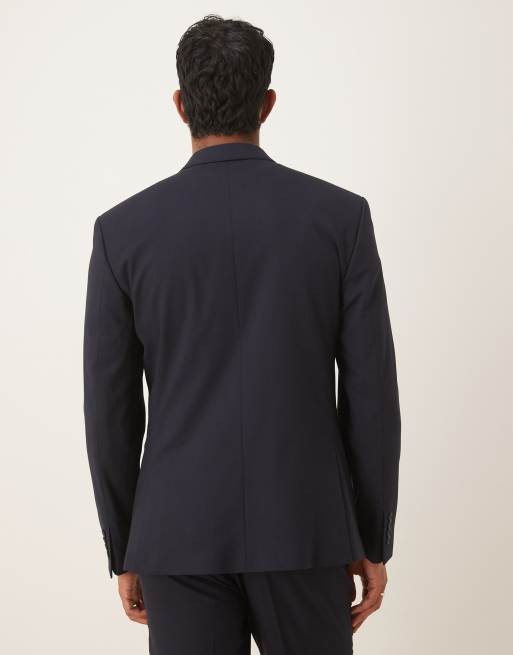 ASOS DESIGN double breasted slim suit jacket in navy, 3 of 5