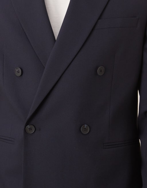 ASOS DESIGN double breasted slim suit jacket in navy, 5 of 5