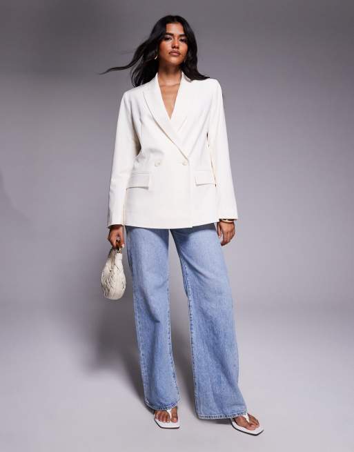 ASOS DESIGN double breasted suit blazer co-ord in cream