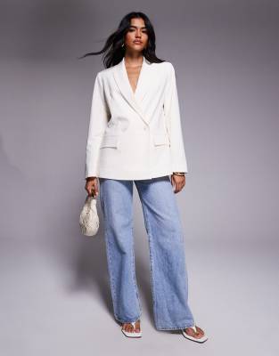 Asos Design Double Breasted Suit Blazer In White