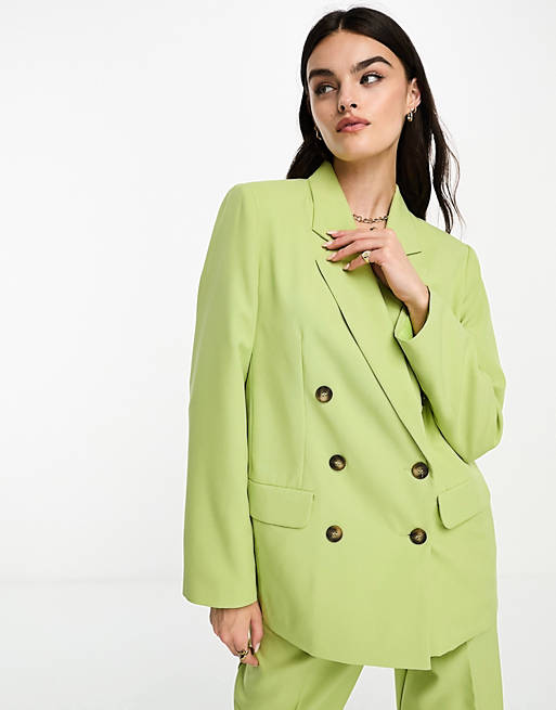 ASOS DESIGN double breasted suit blazer in palm green | ASOS