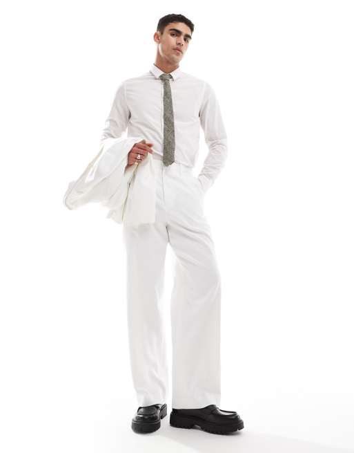 ASOS DESIGN double breasted suit in white