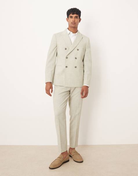 ASOS DESIGN double-breasted suit jacket in light green - view 1