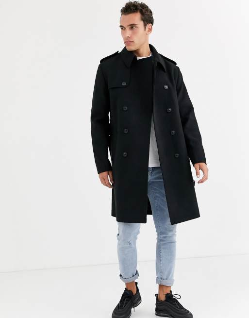 Asos mens black coat best sale