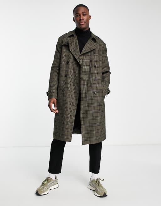 Checkered cheap trench coat