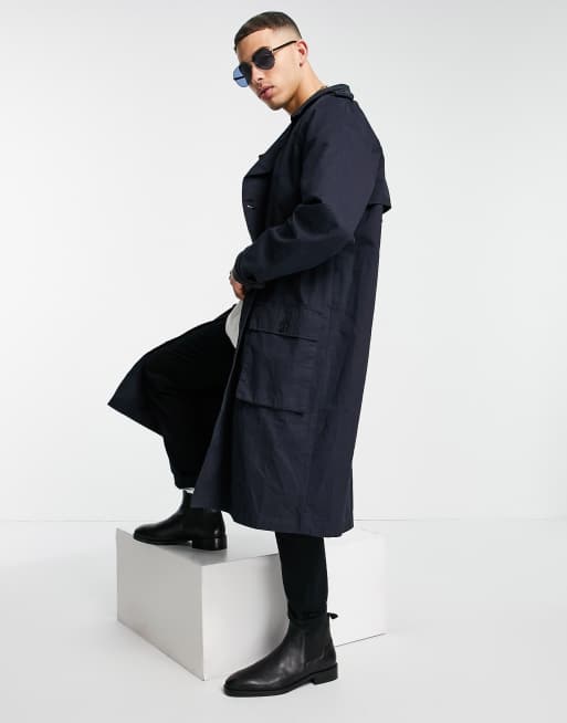 Asos navy outlet coat