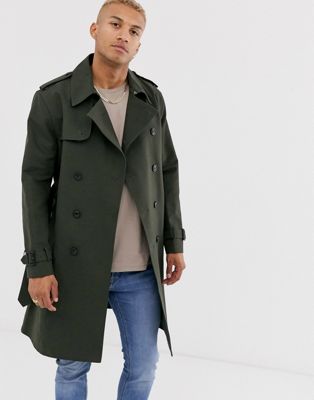 ASOS DESIGN double breasted trench in khaki | ASOS