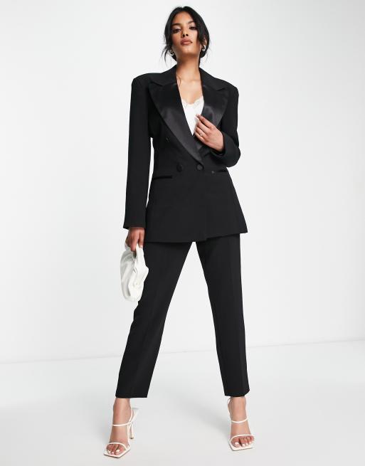 Womens black and on sale white tuxedo suit