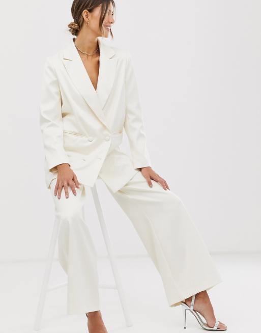 ASOS DESIGN double breasted wedding blazer in satin, 4 of 4
