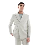 [ASOS DESIGN] ASOS DESIGN double breasted wool blend regular suit jacket in sage green weave Chest 44 Regular Sage green