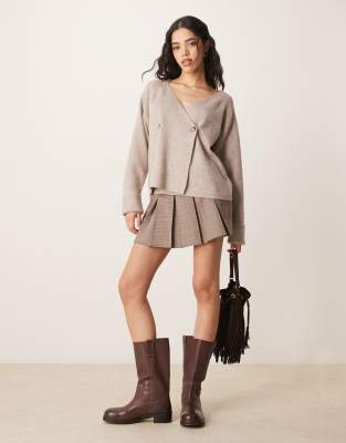 Asos Design Double Breasted Wrap Front Cardigan In Brown