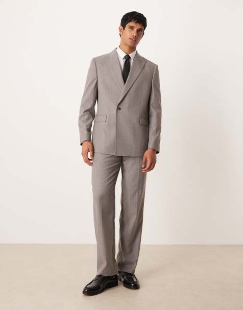 ASOS DESIGN double breasted wrap regular suit in light gray pinstripe - view 1