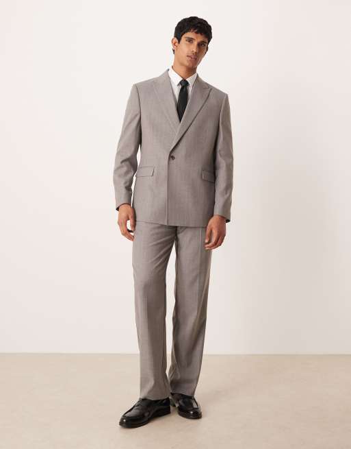 ASOS DESIGN double breasted wrap regular suit jacket in light grey pinstripe, 2 of 5