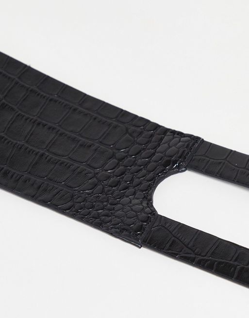 ASOS Wide Waist Cincher Buckle Belt in Black