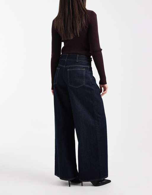 ASOS DESIGN double cinch side wide leg jeans in indigo, 3 of 5