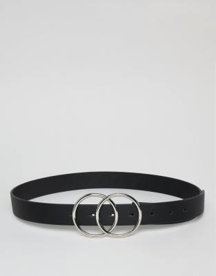 black and silver circle buckle belt