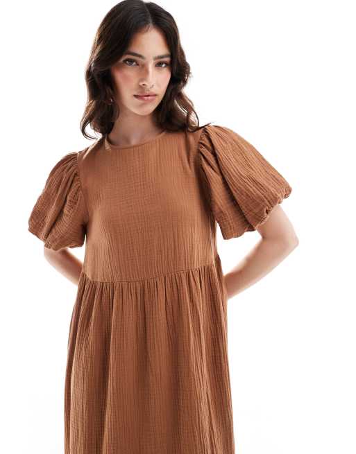 brown puffball dress Brown Puffball Mini Dress  Another Girl
