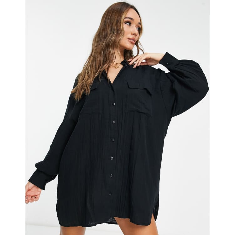 Oversized button up outlet shirt dress