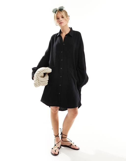 Black shirt dress asos on sale