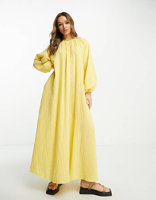 ASOS DESIGN double cloth trapeze maxi dress in yellow | ASOS