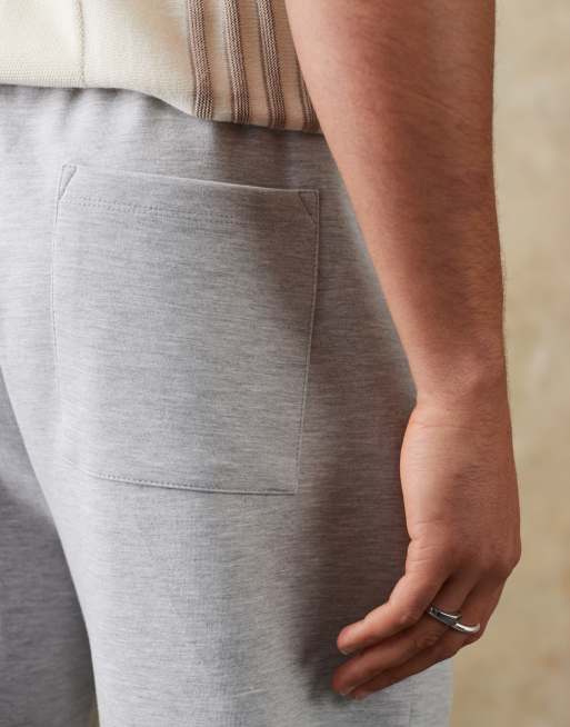 ASOS DESIGN double face tapered sweatpants with pin tucks in gray heather, 5 of 6