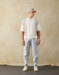 [ASOS DESIGN] ASOS DESIGN double face tapered trackies with pin tucks in grey marl XS Grey marle