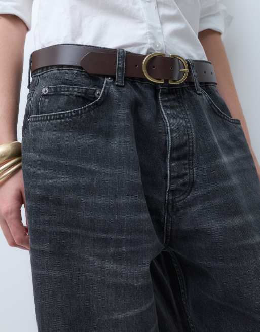 ASOS DESIGN double half moon waist and hip belt in chocolate, 2 of 4