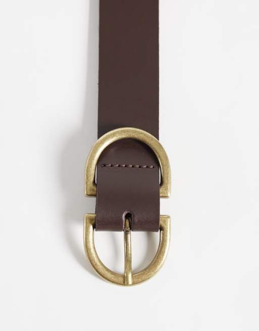 ASOS DESIGN double half moon waist and hip belt in chocolate, 3 of 4