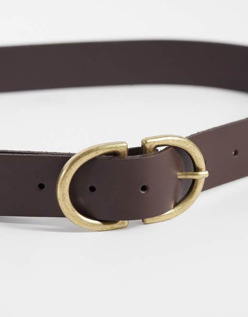 ASOS DESIGN double half moon waist and hip belt in chocolate, 4 of 4