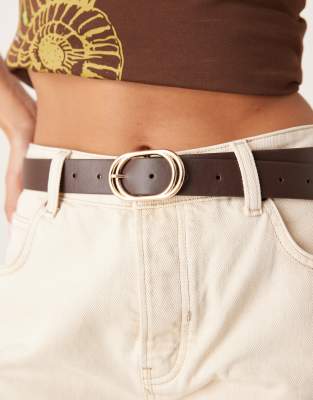 Asos Design Double Half Moon Waist And Hip Jeans Belt