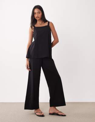 Asos Design Double Layer Cami Jumpsuit In Black