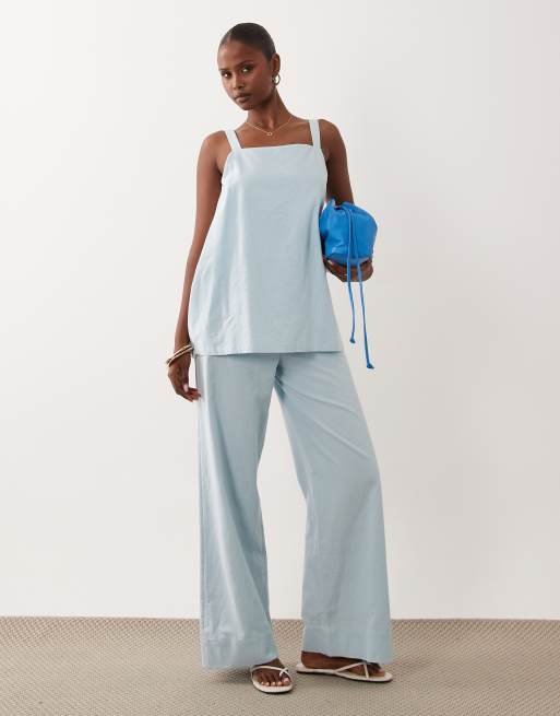 ASOS DESIGN double layer cami jumpsuit in light blue, 2 of 4
