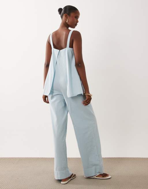 ASOS DESIGN double layer cami jumpsuit in light blue, 4 of 4