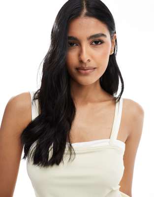 Asos Design Double Layer Cami Top In Yellow