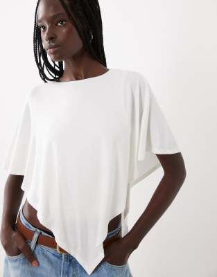 Asos Design Double Layer Cape Top In Neutral