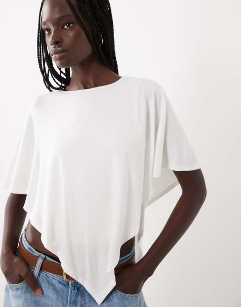 ASOS DESIGN double layer cape top in beige - view 1