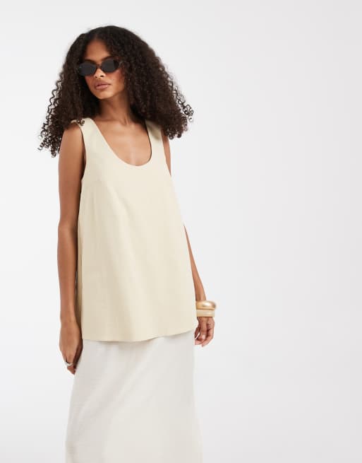 ASOS DESIGN double layer column midi dress in white, 2 of 4