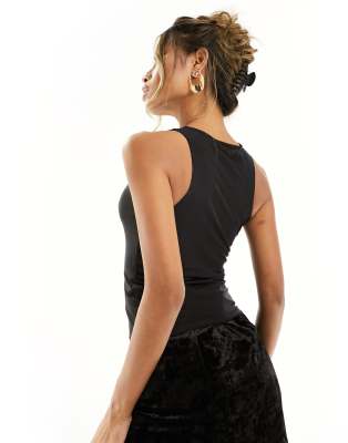 ASOS DESIGN DOUBLE LAYER HIGH NECK MESH TANK TOP 