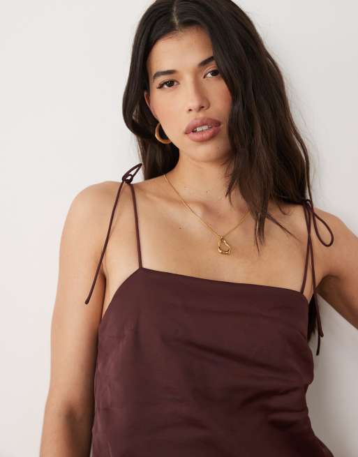 ASOS DESIGN double layer jumpsuit in chocolate brown, 4 of 4